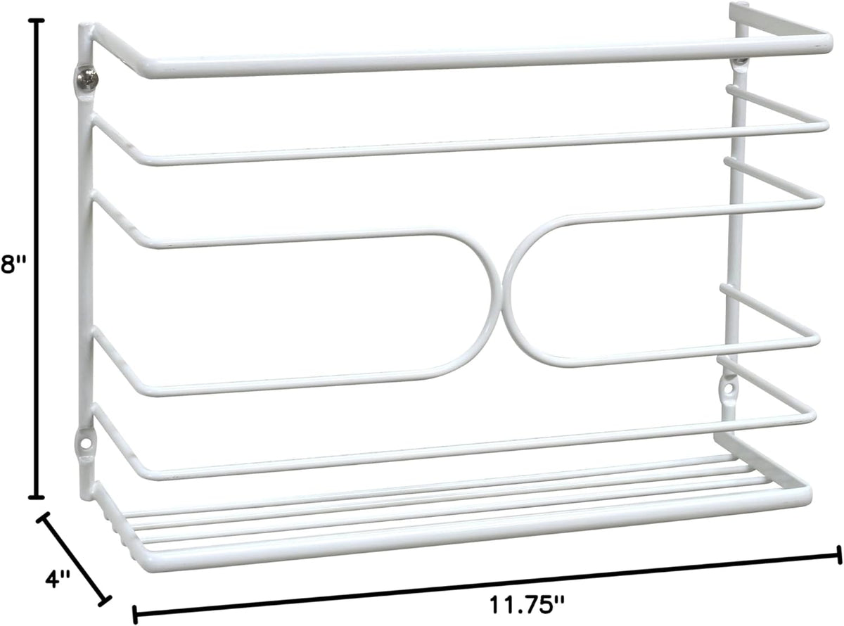 Deco Brothers Wall Mount Kitchen Wrap Organizer Rack, White