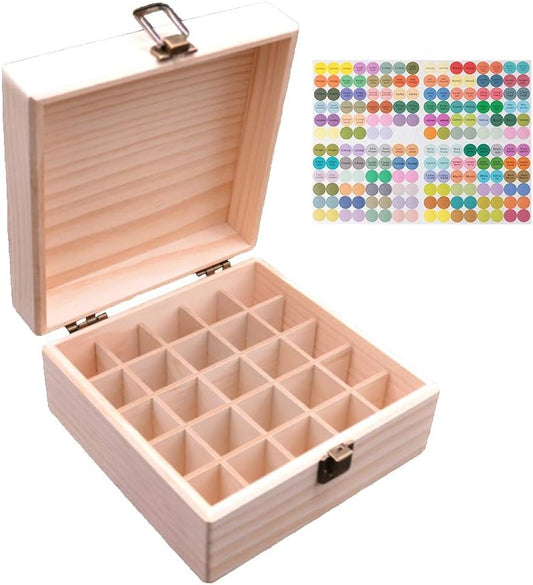 Pure Vie Essential Oil Wooden Storage Box Travel Display Presentation, Holds 36 Bottles for 5, 10, 15ml - Aromatherapy Organizer Nail Polish Fragrance Container - Keep Your Oils Safe & Space Saver