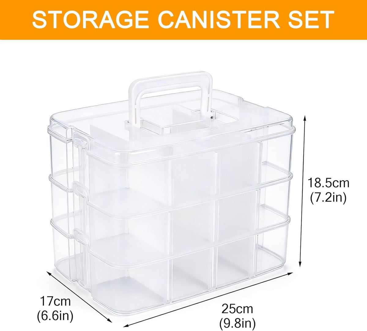 3 Tier Cookie Cutter Tool Storage Box,Cake Decorating Supplies Accessories Bins,Baking Storage Containers,Transparent Dustproof Lid,biscuits Cutter Organizer Storage & 8 Adjustable Compartment