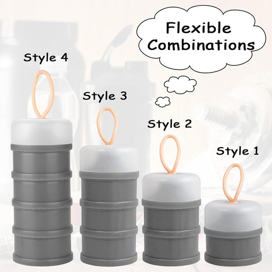 Ysglory 3 Packs Protein Powder Storage Container 4 Stackable Formula Dispenser Portable Protein Powder Travel Container Milk Powder Container to Go for Workout, Fitness, Travel (Gray,White,Blue)