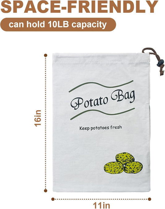 Potato & Onion Sprout-Free Vegetable Storage Bags - White