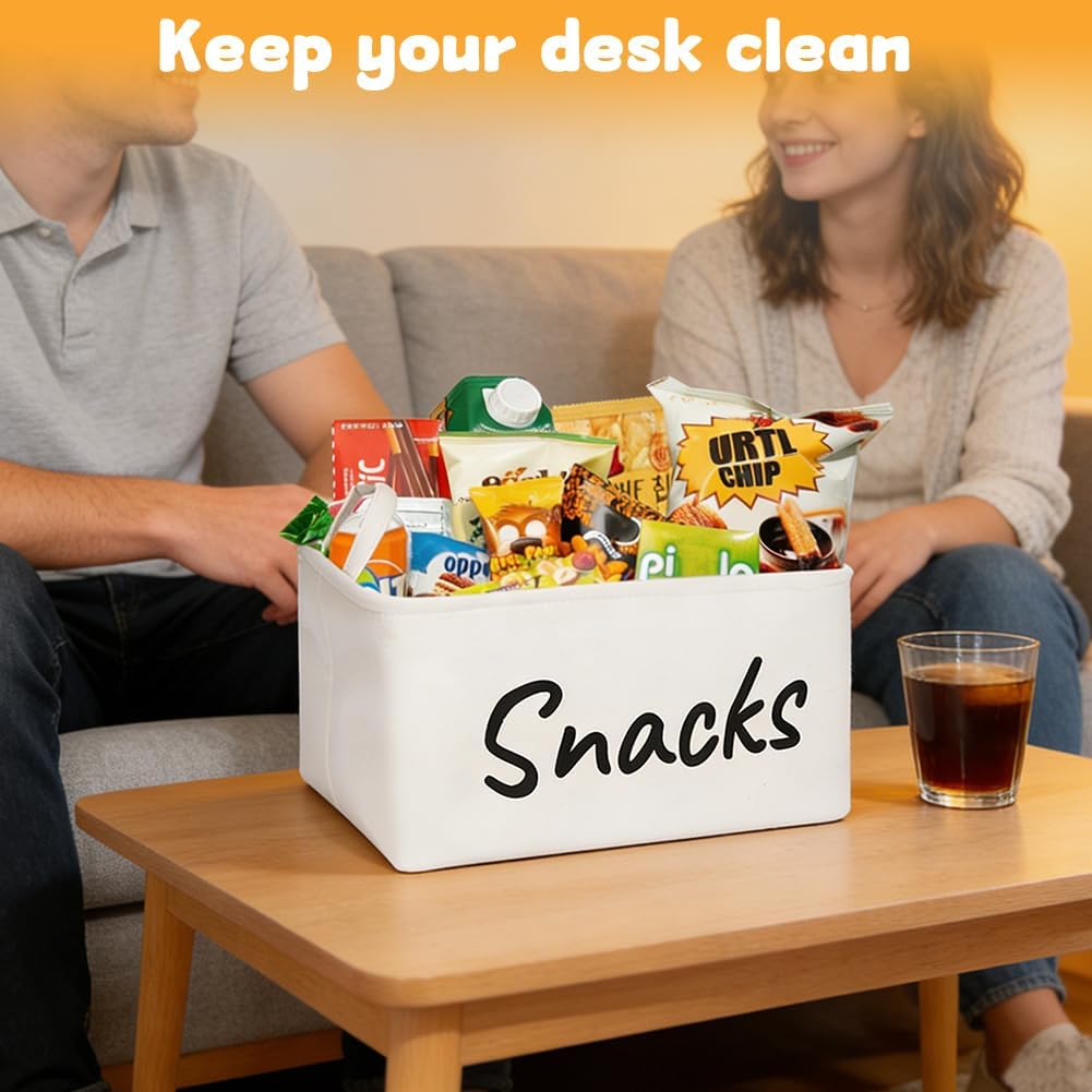 Snack Organizer Basket for Home Office: Snack Bin for Pantry (Pink)