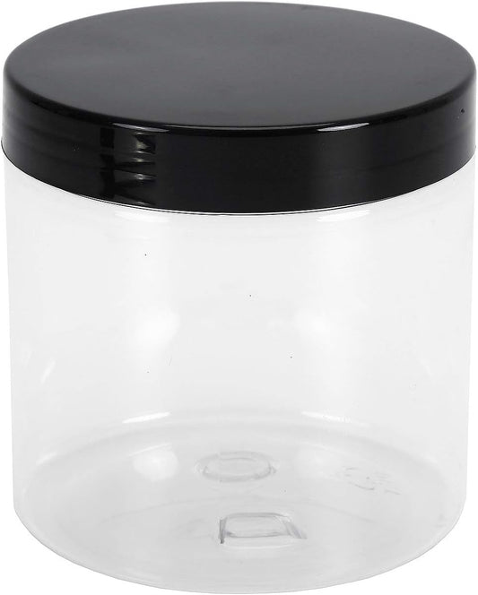 Lawei 8 Pack 34 oz Clear Plastic Jars with Black Lids - Plastic Food Storage Jars for Kitchen & Household Storage of Dry Goods, Nuts, Cookie and more