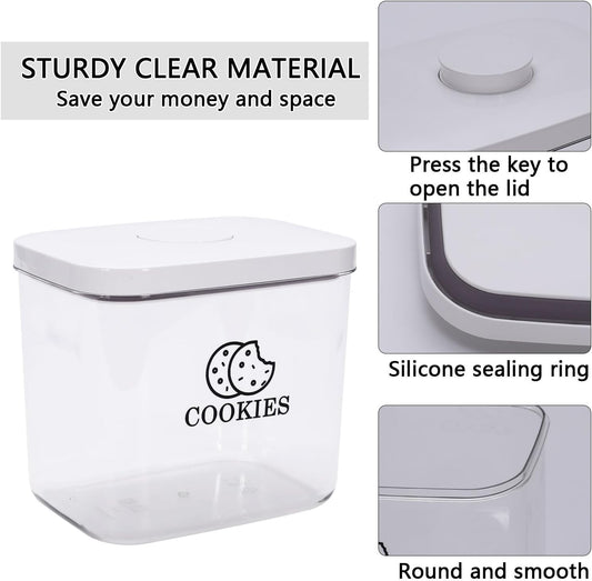 Cookie Jar with Airtight Lid,Bread Box for Kitchen Countertop,Time Recording Bread Storage Container, BPA-Free Plastic Containers for Cookies, Homemade Bread, Toast, Bagel, Donut