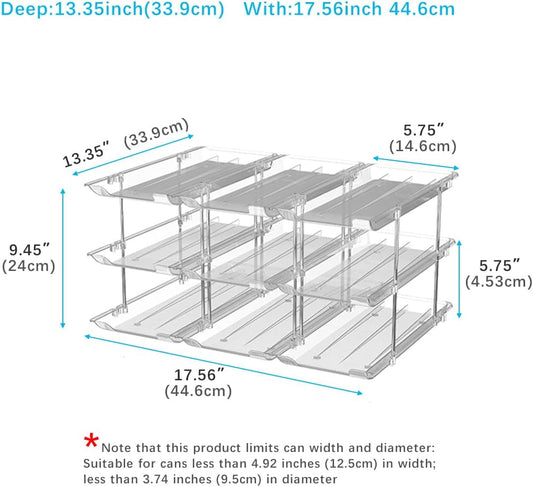 Can Organizer For Pantry, Adjustable Height And Width Canned Goods Organizer, Soup Can Organizer Holds Up to 60 Cans for Kitchen Cabinet or Refrigerator(CLear 5 Tier)