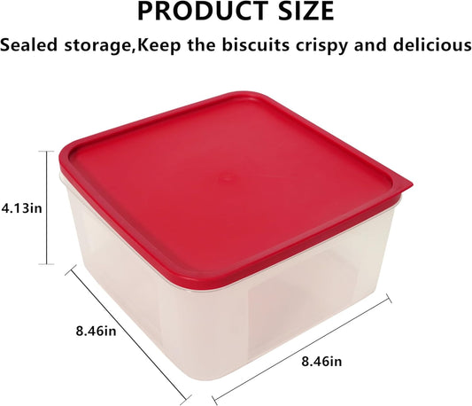 Cookie Storage Containers Airtight (2-Pack) – 3.7L Square Plastic Cookie Box, Freezer & Microwave Safe, Stackable Food Containers with Lids for Cookies, Baked Goods & Meal Prep