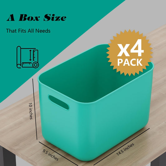 OWill 7-Pack Plastic Storage B-ins 4.2L, Small Organizer Bins for Classroom Kitchen Pantry Bathroom, Clear Storage Baskets for Shelves, Durable Containers for Bath Toy Storage & Home Organization