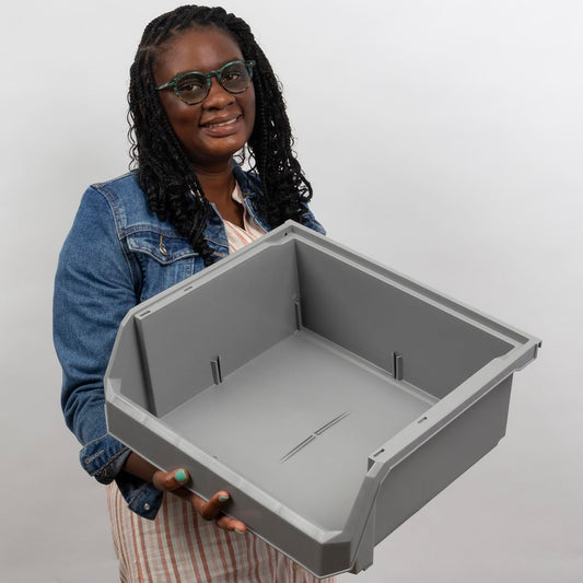 ReadySpace Medium Plastic Storage Bins, Stackable Organizer Containers for Closet Pantry Shelf Garage and Office Organization, Clear