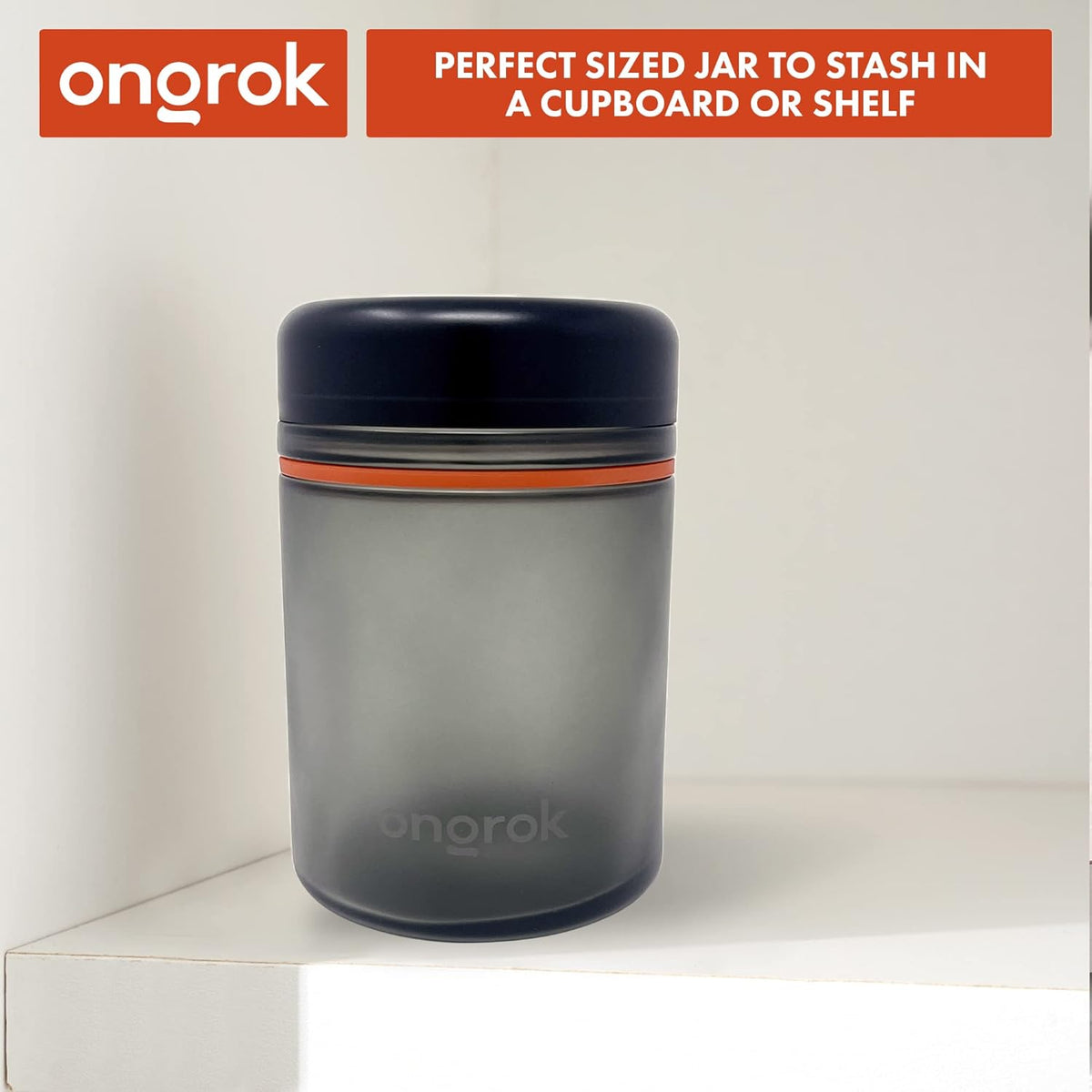 ONGROK Glass Storage Jar, 180ml | UV Herb/Spice Jar with Child‑Resistant Lid, Color‑Coded Glass Containers to Preserve Smell and Aroma