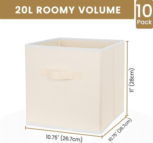 Criusia Large Storage Cubes, 13x13 Cube Storage Bins (Set of 10), Fabric Collapsible Storage Bins with Dual Handles, Foldable Cube Baskets for Shelf, Closet Organizers and Storage Box (Grey)