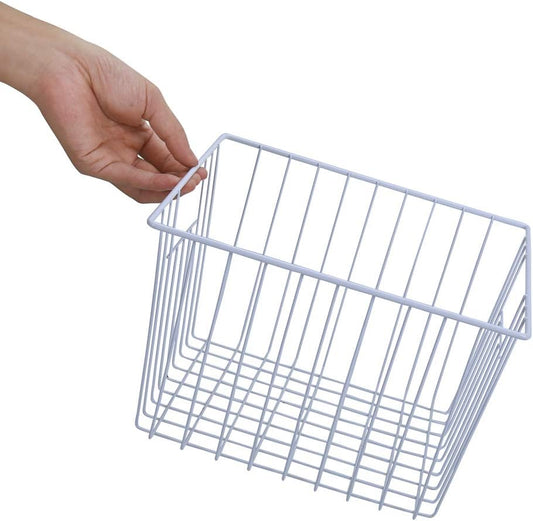 6 Pack Wire Storage Baskets for Organizing, Freezer Organizer Bins, Pantry Organization Bins Cabinets - Metal Basket Kitchen, Laundry, Fridge, Bathroom Countertop Organizer, Pearl White