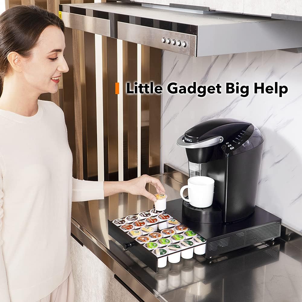 SICHEER K Cup Organization Storage Drawer Maker K Cup Holder Coffee Pod Organizer Stand Tray Counter Rack Countertop Maker Stand Capsules Compatible with Keurig Accessories Holds 24 Pods
