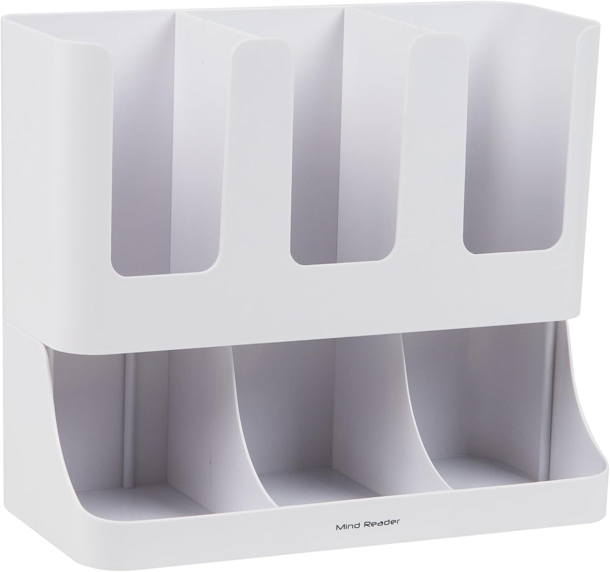 Mind Reader Condiment Station, 13 Inch Countertop Coffee Bar Organizer with 6 Compartments, Storage Caddy for Cups, Lids and Packets, Plastic, Black