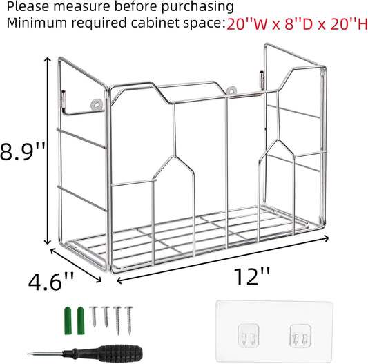Cididu 2 Pack Kitchen Wrap Organizer Rack Wall Mount, Cabinet Door Organizer Storage, Wall Rack Basket Sturdy Steel Wire, Tall Inside Cabinet Holder for Aluminum Foil Plastic Wrap Wax Paper