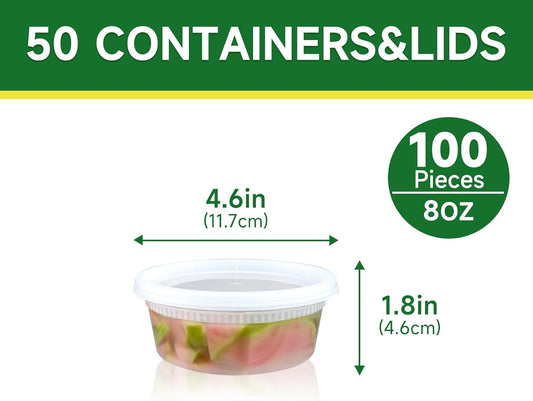 Dealusy 50 Set 32 oz Deli Containers with Lids, Leak-Proof BPA Free Plastic Take Out Bowls, Food Storage Containers for Takeout Meal Prep Storage, Freezer, Microwave & Dishwasher Safe
