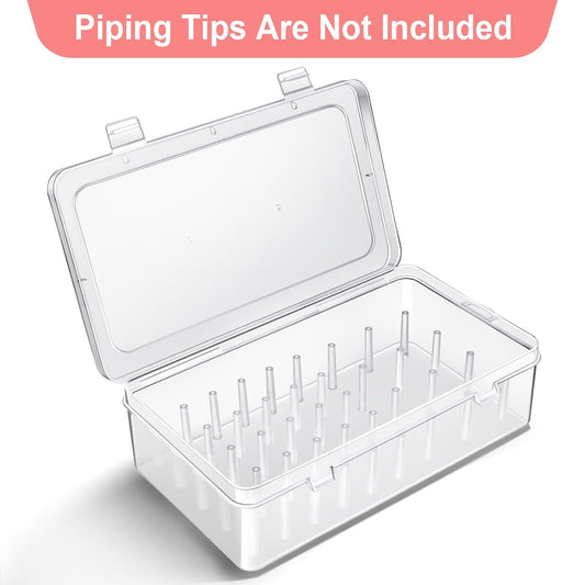 Piping Tips Storage Box with Fixed Pins, 42 Pegs Piping Tip Set Organizer Case, Cake Decorating Kit Storage Organizer