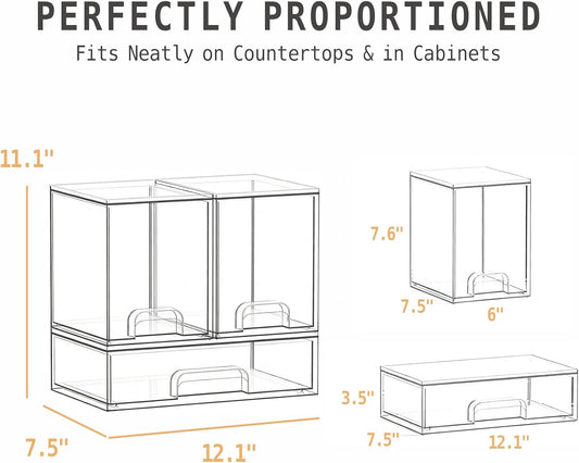 Baby Bottle Organizer, Large Capacity Stackable Acrylic Storage with Non-Slip Pads, for Baby Bottles, Pump Parts, Kitchen Countertop, Pantry, Vanity