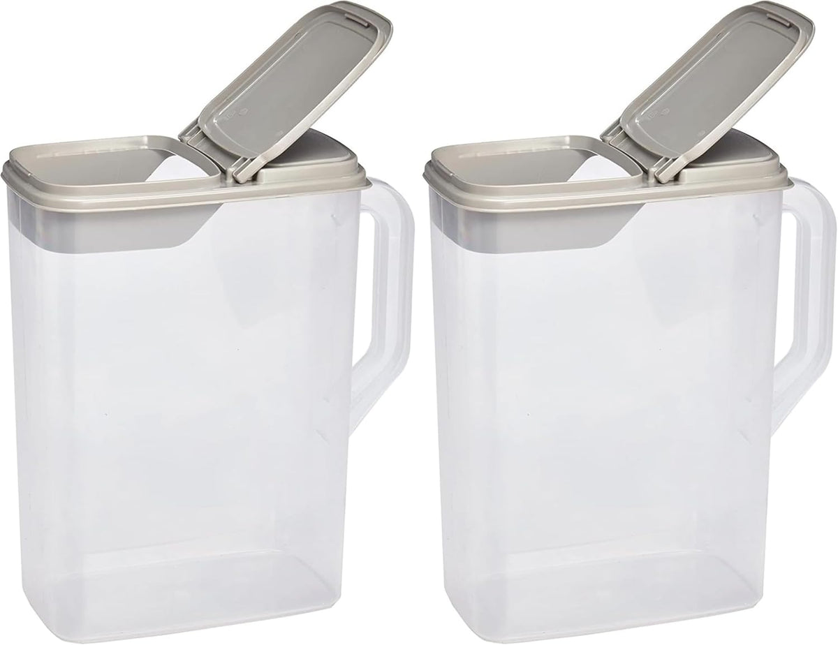 Buddeez Pet Food Storage Container - 8 Quart Capacity Dog / Cat Food & Bird Seed Container with Durable EZ Grip Handle, Flip Gray Lid (includes 1 Cup Clear Scoop)