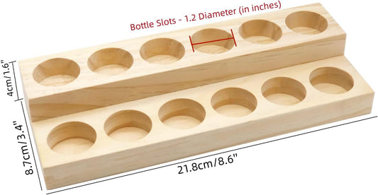 2 Pack Solid Wood Essential Oil Organizer 4 Layer Essential Oils Racks Tabletop Storage Rack Display Stand Holder for 5-20ml Bottles