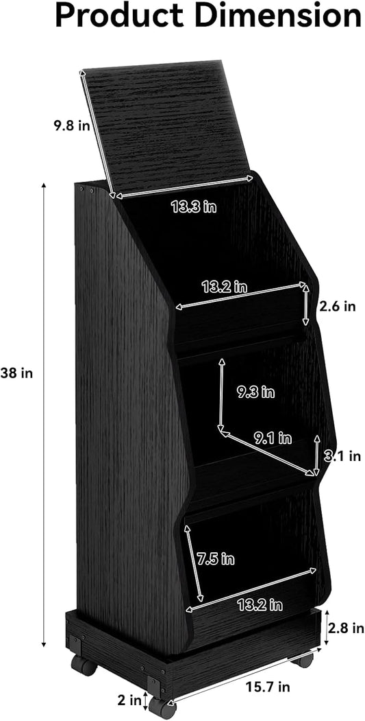 ARTETHYS Potato Storage Bin Movable Bread Box with Lid Rustic and Wheels Onion Organizer with Grocery Section Decorative Vegetable Organization Cabinet for Kitchen