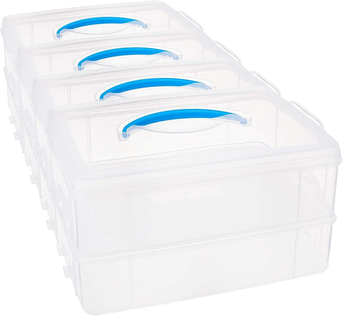 Snapware Snap 'N Stack Portable Storage Bin for Tools and Craft Storage, 14.1 x 10.5-Inch Clear BPA-Free Container, Tool Box with Stackable Trays, Microwave, Freezer and Dishwasher Safe