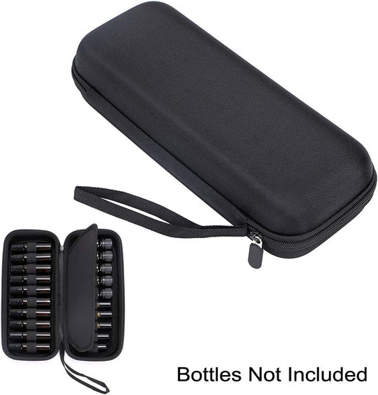 Hipiwe EVA Essential Oils Carrying Case Organizer for 20 Bottles 5ml 10ml Standard and Rollers Bottles Portable Hard Shell Essential Oils Travel Bag Holder for Essential Oils Bottle Storage (Black)