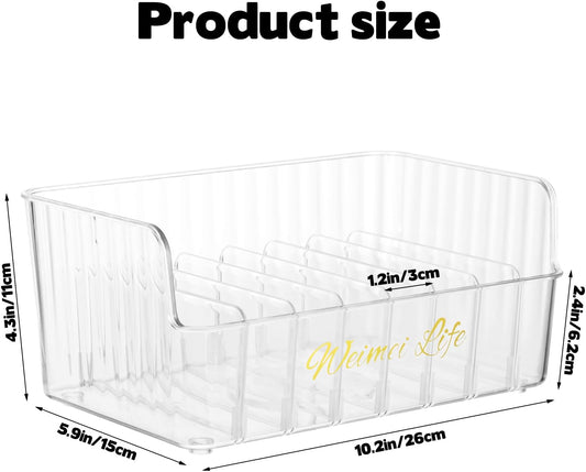 Rainmae Seasoning Packet Organizer with 7 Removable Dividers, Drink Packet Organizer Condiment Storage Caddy for Kitchen Pantry Cabinet Countertop Holds Spice Hot Chocolate Sauce Organization, Clear