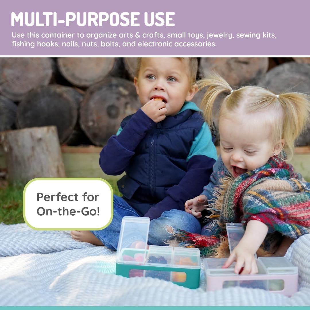 melii Snackle Box | 3 Compartment Divided Snack Container with Individual Lids, BPA-Free Food Storage for Travel, School & On-the-Go Snacks, Kids & Family Organizer (Hunter Pine)