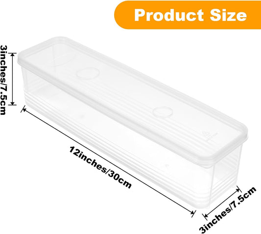 6 Pcs Large Airtight Pasta Storage Containers, BPA-Free Plastic Spaghetti Noodle Holder with Lid, White Rectangular Food Canisters for Kitchen Pantry Organization, 3 x 12 x 3 Inches