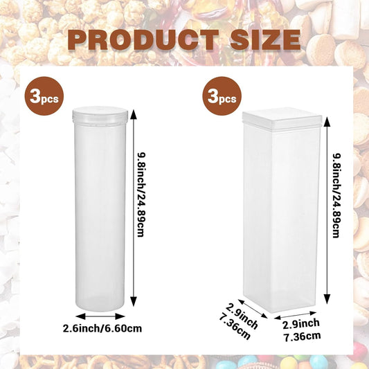 6 Pcs Plastic Cracker Keeper Small Cracker Storage Containers Plastic Cookie Containers Round and Square Sizes Airtight Kitchen Container for Saltine Crackers Dry Food Storage Keep Fresh