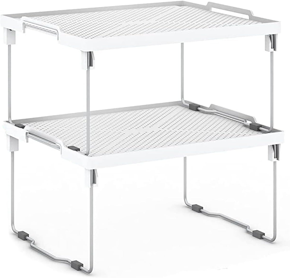 ums Kitchen Shelves Cabinet Organizer, Stackable Freezer Rack, Cupboard Box Organizer, Shelf Riser, Usable Storage Rack for Spice, Fridge Shelf Riser, (12x11 inch), Pack of 2