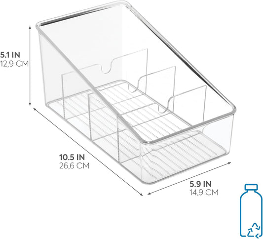InterDesign Linus Kitchen Organizer Bin for Food Storage; Condiment/Dressing Pouches - Clear