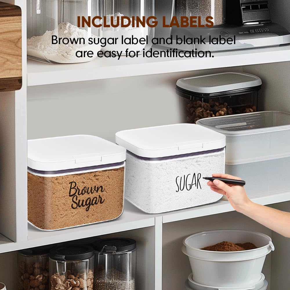 Moryimi Brown Sugar Container Airtight, 2 Quart Brown Sugar Keeper Storage Container with Spoon
