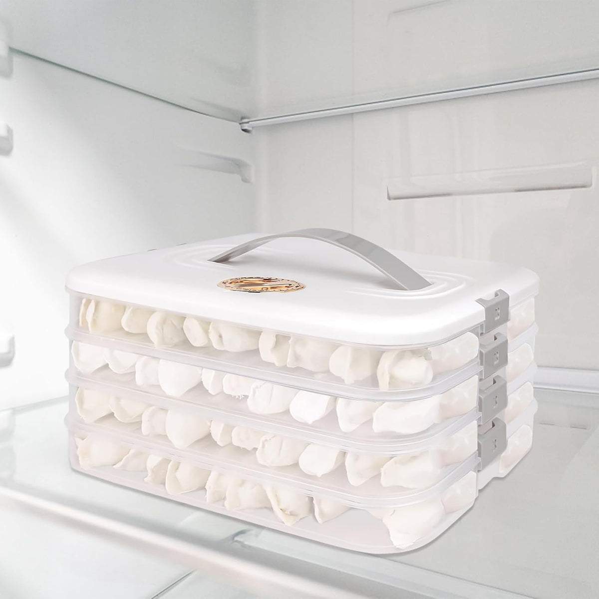 Liatinbo 4-Layer cookie carrier with lid and handle,dessert carrier dumpling container cookie transport storage container (4-Layer white)
