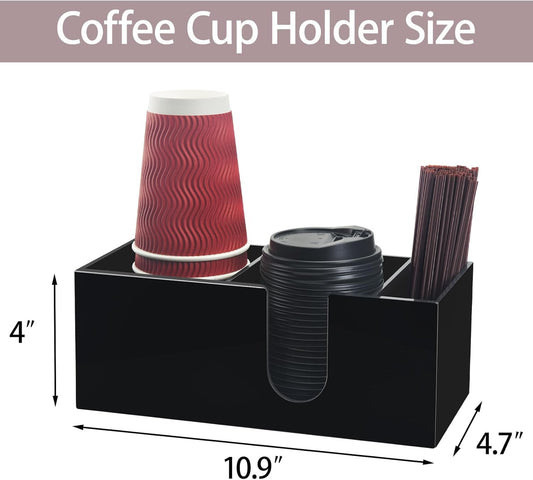 Coffee Bar Accessories and Organizer, Disposable Cup Holder for Countertop, Acrylic Storage and Organization for Cup Lid Stirrers Pod, Farmhouse Table Decor