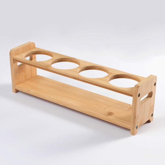 Pssopp Oil Bottle Rack,Wooden Kitchen Organizer Shelf Rack with Anti Slip Rubber Pad 4 Hole Olive Oil Dispenser Shelf Oil Bottles Storage Shelf for Kitchen Cabinet (Round Slots)