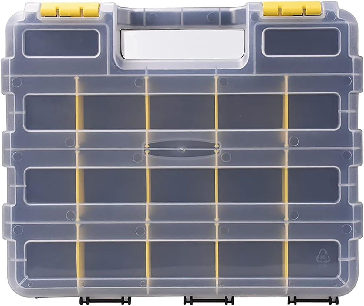 Hardware Organizer Box 34 Compartments Small Parts Organizer with Removable Dividers Durable Plastic Double Side Tools Box Screw Organizer For Nuts, Bolts, Screws, Nails, Small Hardware (Yellow)