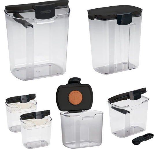 Progressive ProKeeper Baker's Airtight Kitchen Storage Canister Container Set for Flour, Sugar & More, Keeps Ingredients Fresh, with Accessories (Multicolor)