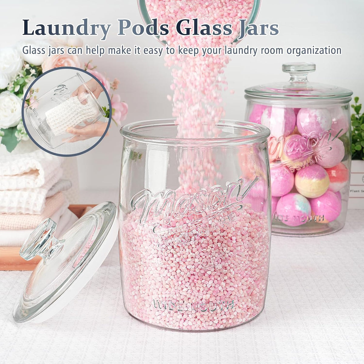 1 Gallon Glass Cookie Jar with Airtight Lid | Silicone Seal Keeps Food Fresh, Large Capacity, Wide Mouth for Easy Access to Candy, Sourdough Starter, Dog Treat, Herb