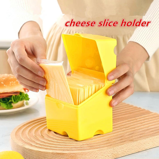 Cow Cheese Slice Holder Storage Container For Refrigerator Sliced Shredded Keeper Containers For Fridge (yellow)