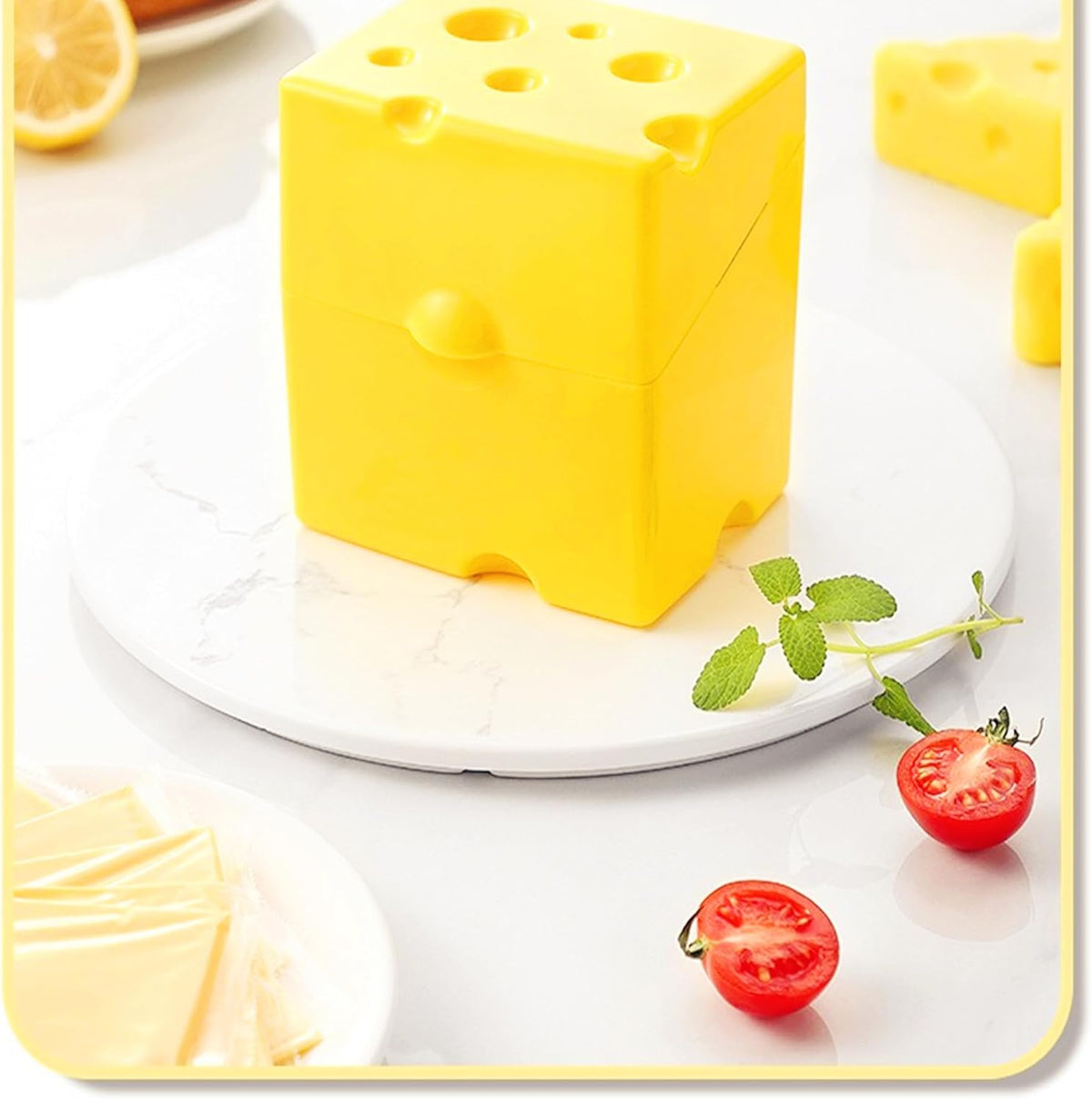 Cow Cheese Slice Holder Storage Container For Refrigerator Sliced Shredded Keeper Containers For Fridge (yellow)