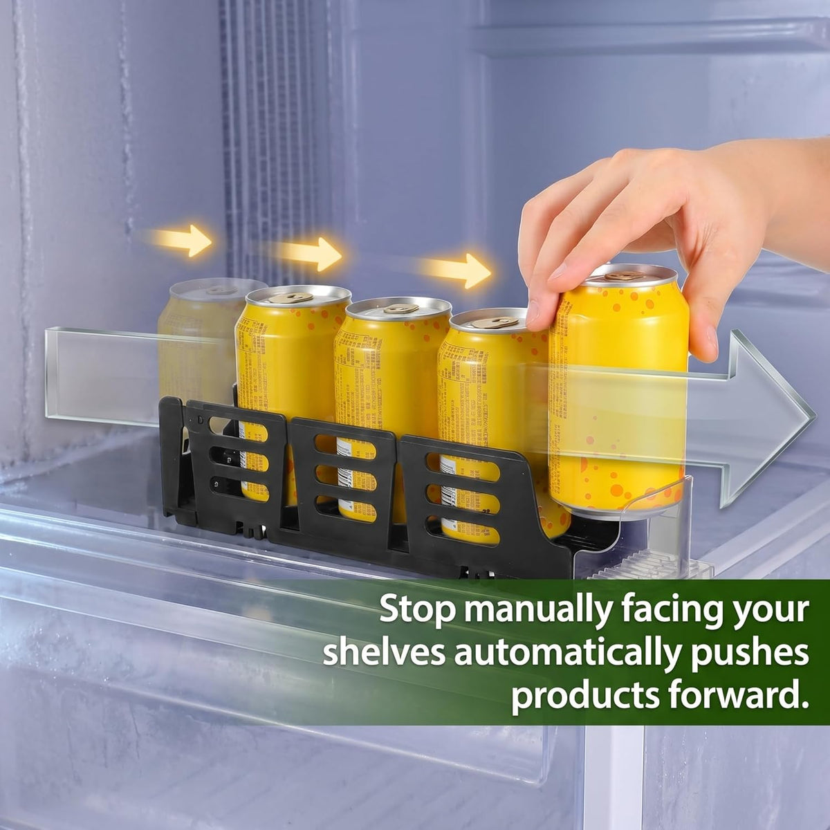 Drink Organizer for Fridge, Mini Automatic Soda Can Dispenser, Pusher Glide Self-Pushing Drink Holder for Pantry Beverage Cans Refrigerator Storage, Single Row