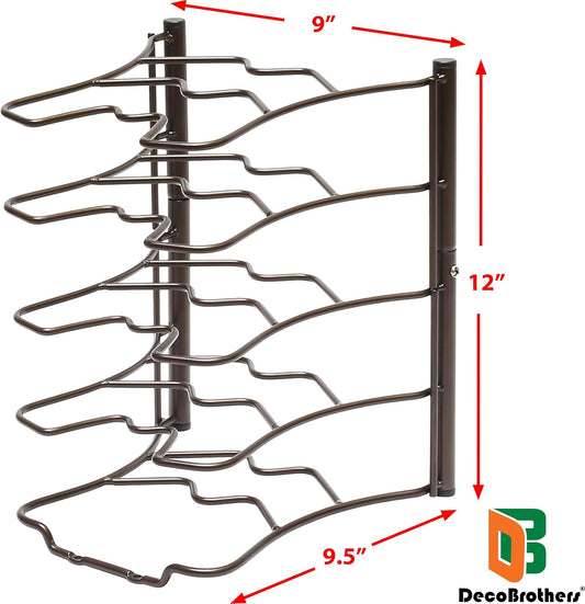 Pan Organizer Rack for Kitchen Cabinet and Counter, Bronze