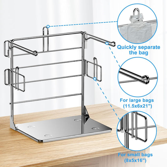 Grocery Bag Holder - Plastic bag Organizer, Detachable Metal Shopping Bag Holder for Grocery Store & Business, Kitchen, Garage