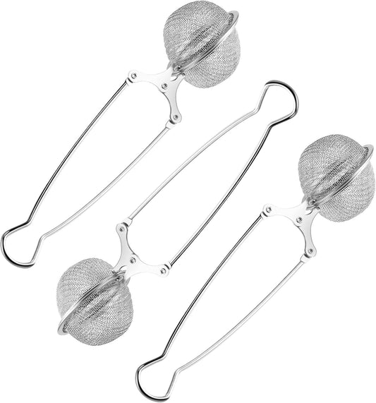 Snap Ball Tea Strainer, Stainless Steel Tea Infuser Filter with Handle for Loose Leaf Tea, Spices, Seasonings
