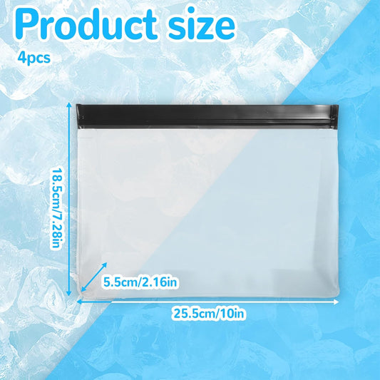 4 pcs Clear Leak Proof Freezer Bag Reusable Ice Storage Bags Durable Ice Cube Storage Bags Freezer Holder Container with Secure Zip Seal Close for Travel Food Whiskey Bourbon Cocktails