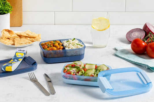 Lunch Stack Bento Box Plastic Food Containers, 2 Pack, Blueberry