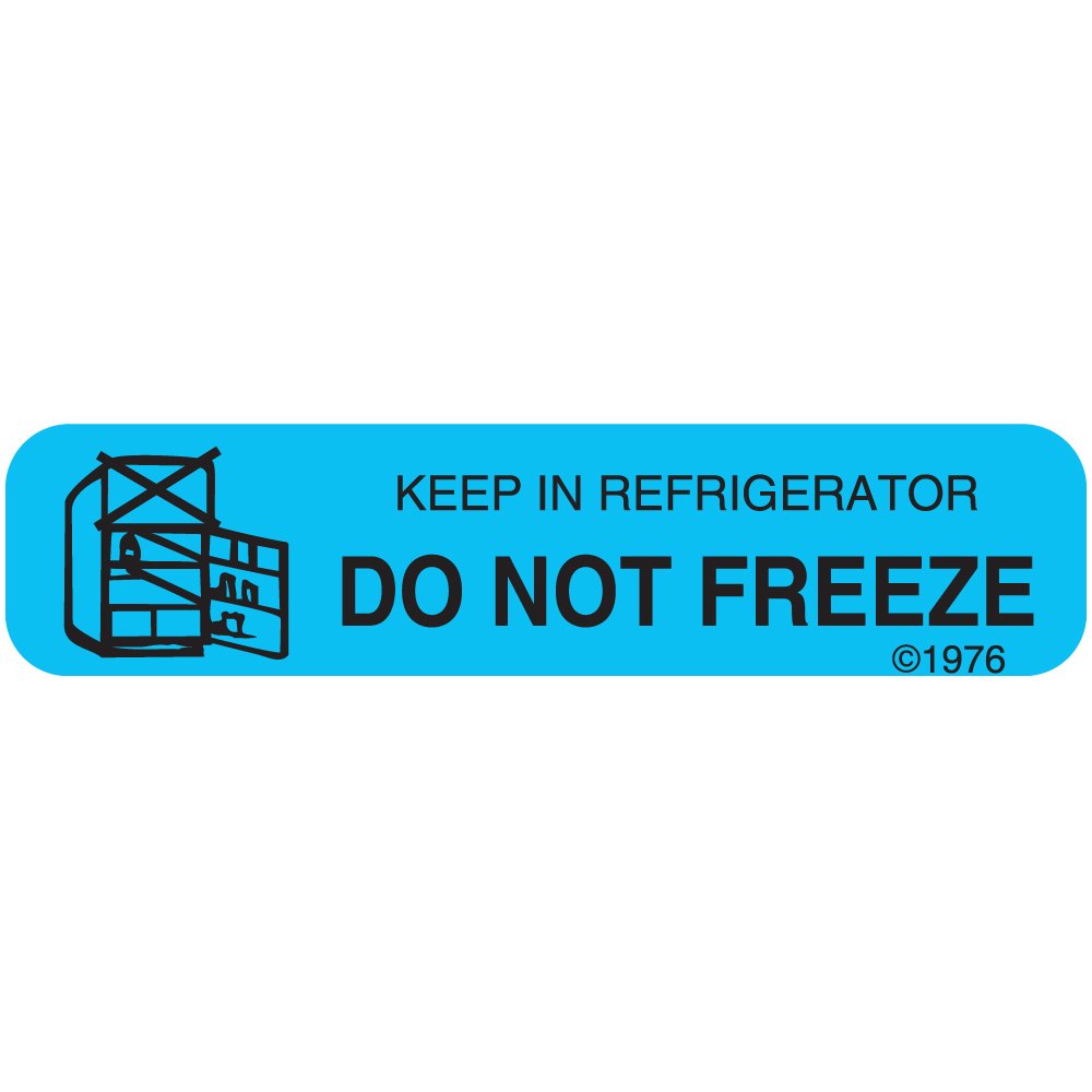 1-15G "Dont Freeze Keep" Permanent Paper Label, 1 9/16" x 3/8", Blue, Pack of 1000