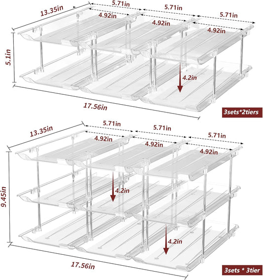 Can Organizer for Pantry, 3 Tier Rolling Can Storage Organizer Pantry | Automatic Rolling, Holds 36 Cans, Combinable Canned Food Organizer, Clear Soda Can Organizer, Fits Cabinets, Pantry & Fridge