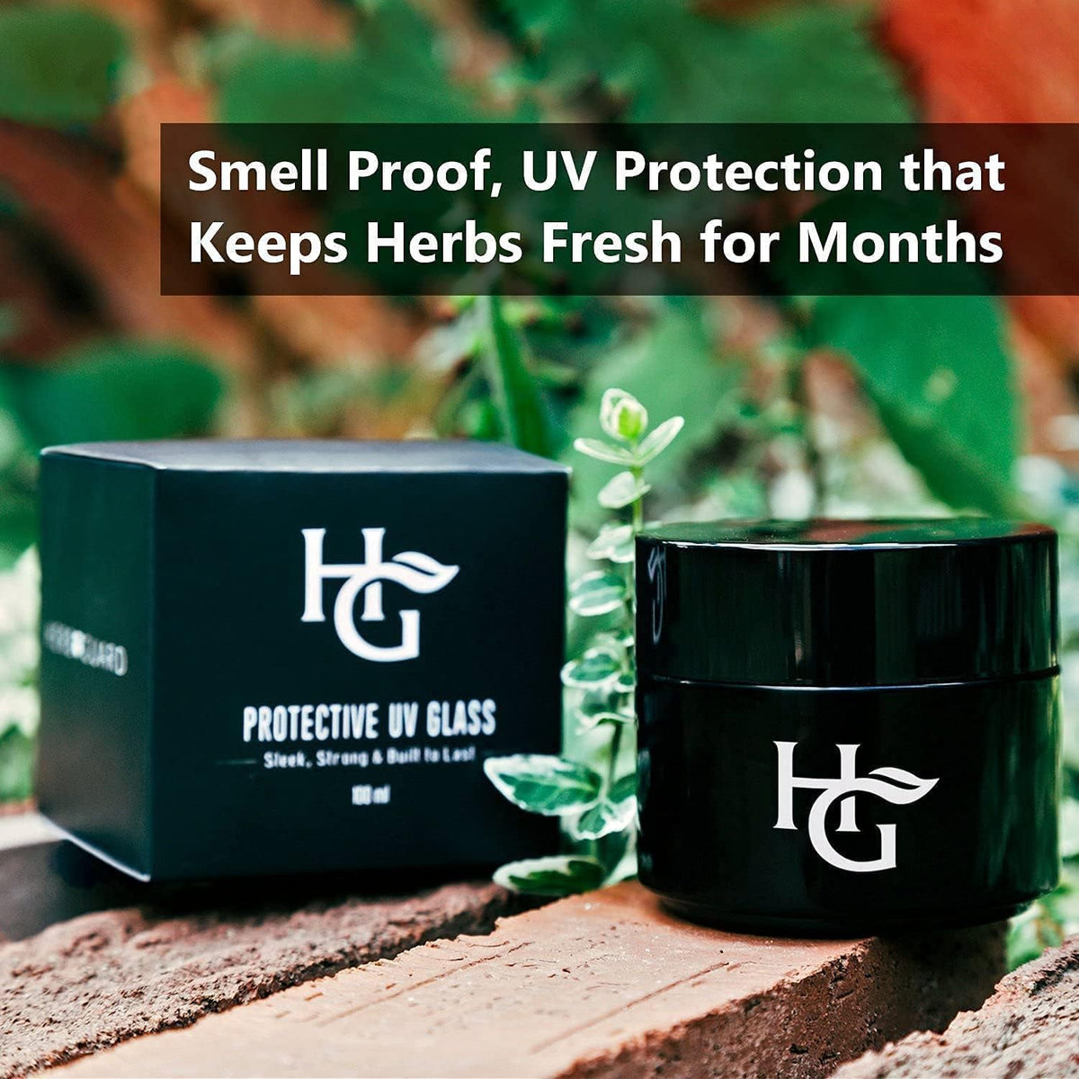 Quarter Oz Ultraviolet Jar & Humidity Pack (100 ml) Airtight UV Protection Keeps Herbs Fresh for Months